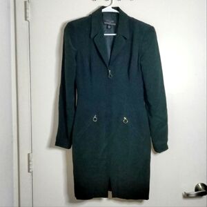 Tracy Reece Magaschoni Collab (Size 4) Dark Smoke 100% Silk LS Zip Suit Dress